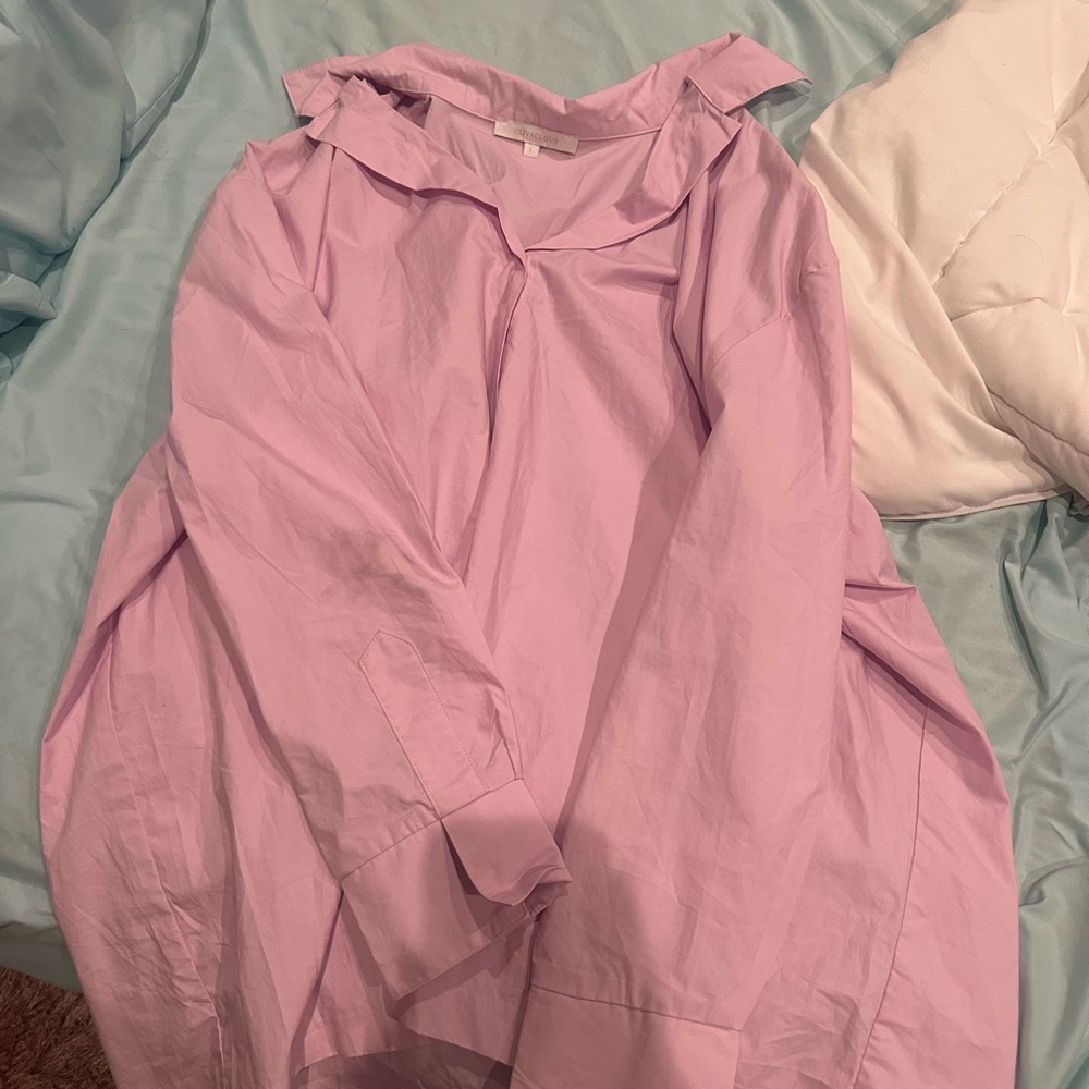 Light pink button down top
